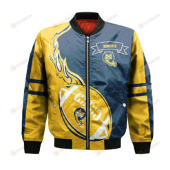 Quinnipiac Bobcats Bomber Jacket 3D Printed Flame Ball Pattern