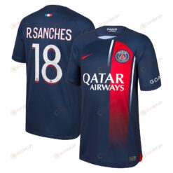 R.Sanches 18 Paris Saint-Germain Youth 2023/24 Home Jersey - Navy