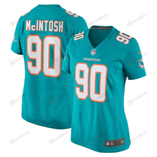 RJ McIntosh 90 Miami Dolphins Game Women Jersey - Aqua