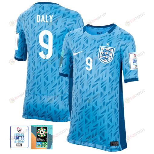 Rachel Daly 9 England 1 Star FIFA Patch Women's National Team 2023-24 World Cup Away Jersey