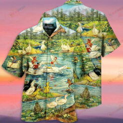 Racing Ducks Duck River Short Sleeve Hawaiian Shirt