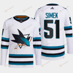 Radim Simek 51 San Jose Sharks White Jersey 2022-23 Away Primegreen