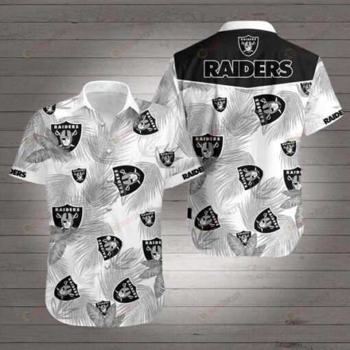 Raiders Black White Curved Hawaiian Shirt