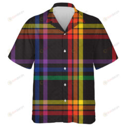 Rainbow Glen Plaid Textured On Black Background Hawaiian Shirt