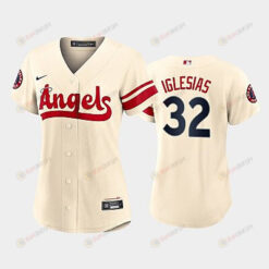Raisel Iglesias 32 Los Angeles Angels Raisel Iglesias 2022-23 City Connect Cream Women's Jersey