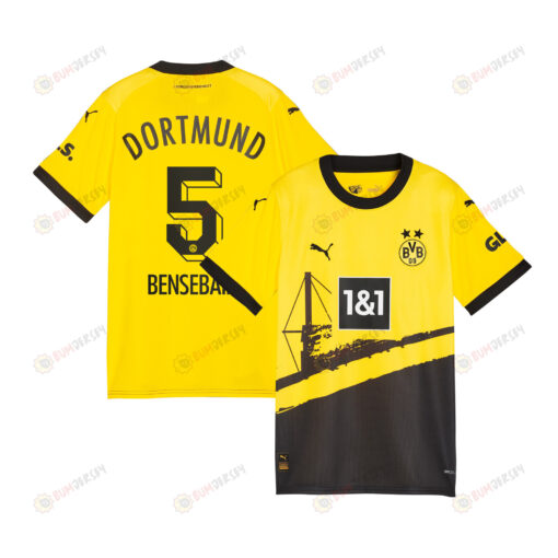 Ramy Bensebaini 5 Borussia Dortmund 2023/24 Home YOUTH Jersey - Black/Yellow