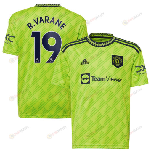 Raphael Varane 14 Manchester United Youth 2022/23 Third Player Jersey - Neon Green