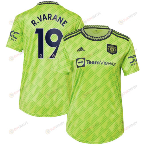 Raphael Varane 19 Manchester United Women's 2022/23 Third Player Jersey - Neon Green