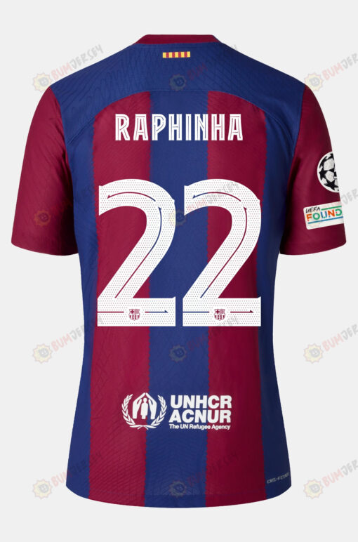 Raphinha 22 Barcelona 2023/24 With UCL Badge Home Men Jersey