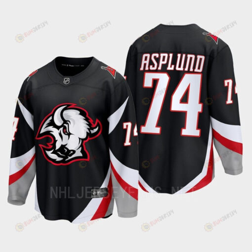 Rasmus Asplund 74 Buffalo Sabres 2022-23 Goathead Third Premier Breakaway Player Black Jersey