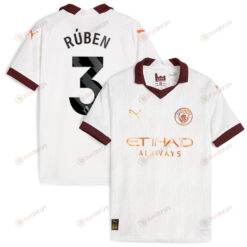 R?ben Dias 3 Manchester City 2023/24 Away YOUTH Jersey - White