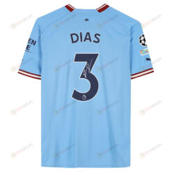 R?ben Dias 3 Signed Manchester City 2022/23 Home Men Jersey - Blue