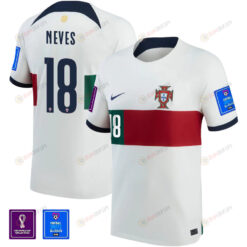 R?ben Neves 18 FIFA World Cup Qatar 2022 Patch Portugal National Team - Away Youth Jersey