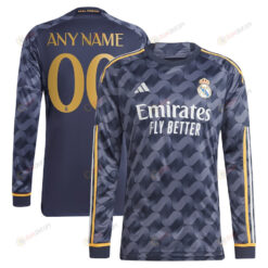 Real Madrid 2023/24 Away Long Sleeve Custom Men Jersey - Navy Blue