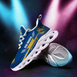 Real Madrid Logo Pattern Custom Name 3D Max Soul Sneaker Shoes In Blue