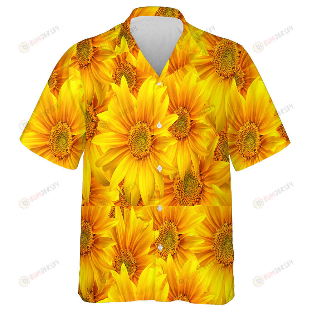 Realistic Sunflower Flower In Motion Theme Hawaiian Shirt