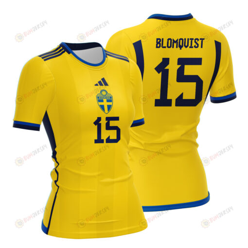 Rebecka Blomqvist 15 Sweden 2023 Women Home Jersey - Yellow - All Over Printed Jersey