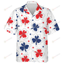 Red And Blue Flowers And Stars American Independence Day Hawaiian Shirt