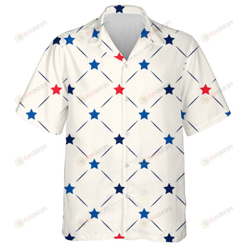 Red And Blue Stars And Lines Happy Independence Day Background Hawaiian Shirt