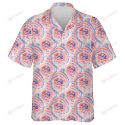 Red And Blue Tie Dye Swirl Spiral Pattern Hawaiian Shirt