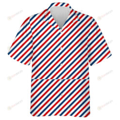 Red Blue And White Diagonal Lines Pattern Hawaiian Shirt