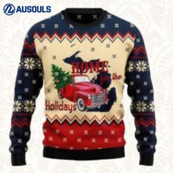 Red Car Home For The Holidays Michigan Ugly Sweaters For Men Women Unisex