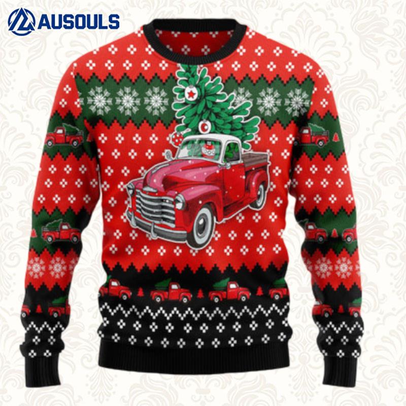 Red Truck Christmas Ugly Sweaters For Men Women Unisex