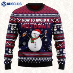 Red Wine Snowman How To Avoid A Meltdown Ugly Sweaters For Men Women Unisex