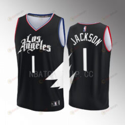 Reggie Jackson 1 Clippers Black Men Jersey Fast Break Fast Break Player 2022-23 Statement Edition