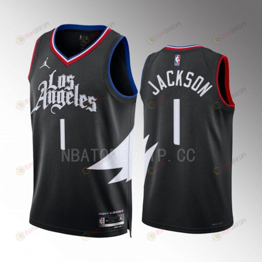 Reggie Jackson 1 Los Angeles Clippers Black Statement Edition 2022-23 Jersey Swingman