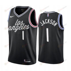 Reggie Jackson 2022-23 Los Angeles Clippers Black 1 City Edition Jersey Cursive - Men Jersey