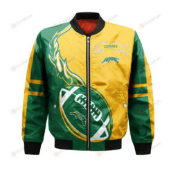 Regina Cougars Bomber Jacket 3D Printed Flame Ball Pattern