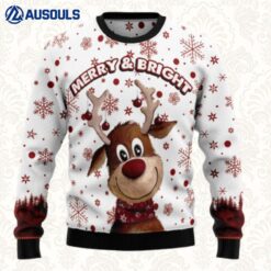 Reindeer Merry Bright Ugly Sweaters For Men Women Unisex
