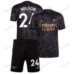 Reiss Nelson 24 Arsenal Away Kit 2022 - 2023 Men Jersey - Black