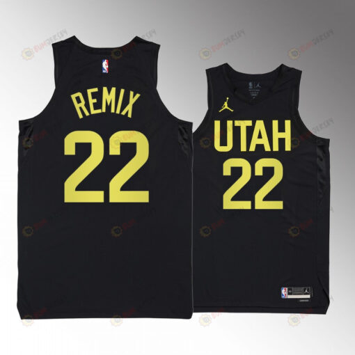 Remix 22 2022-23 Utah Jazz Black Statement Edition Jersey Yth