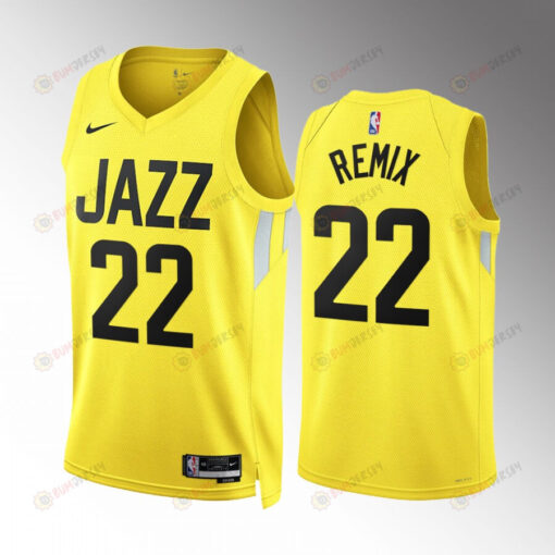 Remix 22 2022-23 Utah Jazz Yellow Icon Edition Jersey Yth