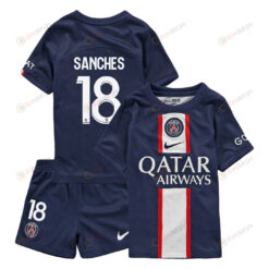 Renato Sanches 18 Paris Saint-Germain Home Kit 2022-23 Youth Jersey - Blue