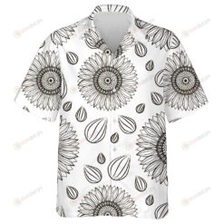 Repeating Hand Drawn Sunflowers Flower And Seeds Hawaiian Shirt