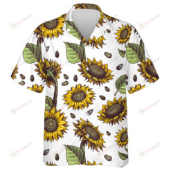 Repeating Sunflower Artistic Blossom Abstract Hand Drawn Hawaiian Shirt