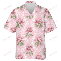 Retro Flower Beautiful Pastel Pink Roses Branch Unique Texture Hawaiian Shirt