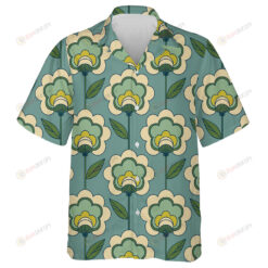 Retro Flower Branch In Green And Cream Drawing Pattern Hawaiian Shirt