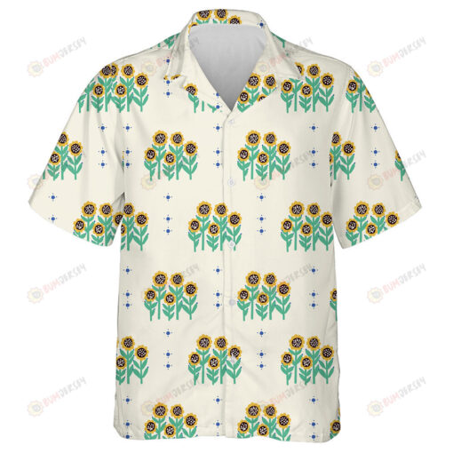 Retro Small Sunflower Flower Land Illustration Hawaiian Shirt