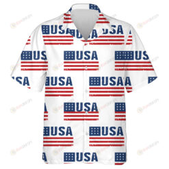 Retro Style USA Word Flag Pattern On White Background Hawaiian Shirt