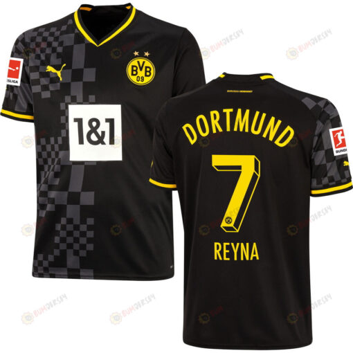 Reyna 7 Borussia Dortmund Bundesliga Patch Men 2022/23 Away Jersey - Black