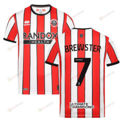 Rhian Brewster 7 Sheffield United 2022-23 Home Jersey - Red/White Stripes