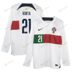 Ricardo Horta 21 Portugal 2022-23 Away Men Long Sleeve Jersey National Team World Cup Qatar