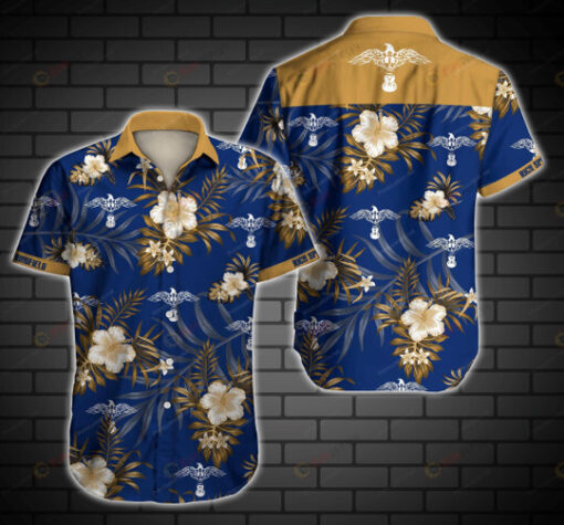 Rick Springfield Floral pattern Curved Hawaiian Shirt In Blue