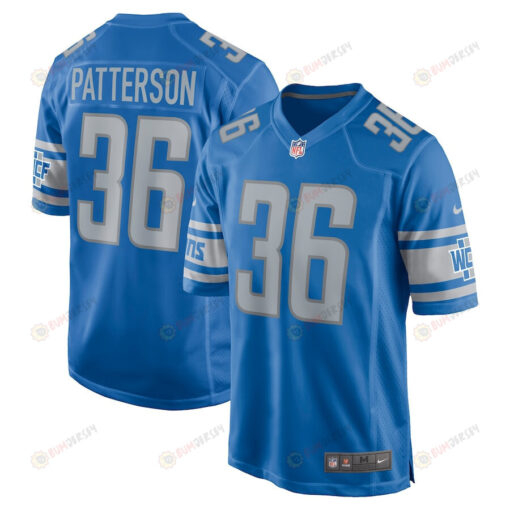 Riley Patterson 36 Detroit Lions Team Game Men Jersey - Blue