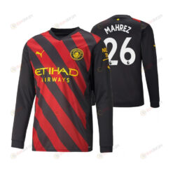 Riyad Mahrez 26 Manchester City 2022-23 Men Away Black Long Sleeve Jersey