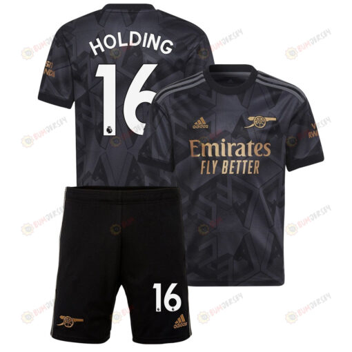 Rob Holding 16 Arsenal Away Kit 2022 - 2023 Youth Jersey - Black